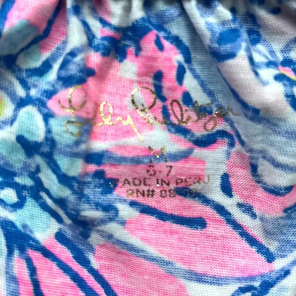 Lilly Pulitzer Loro Dress Got Your Back Print Cotton Floral Girl's Medium 6-7 - Picture 4 of 6